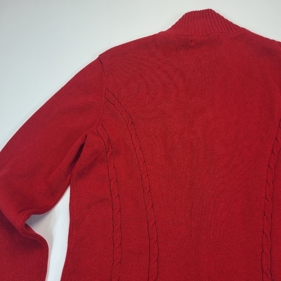 Tommy Hilfiger Full Zip Long Sleeve Sweater Jacket Cable Knit Red, Size Medium - Picture 8 of 15